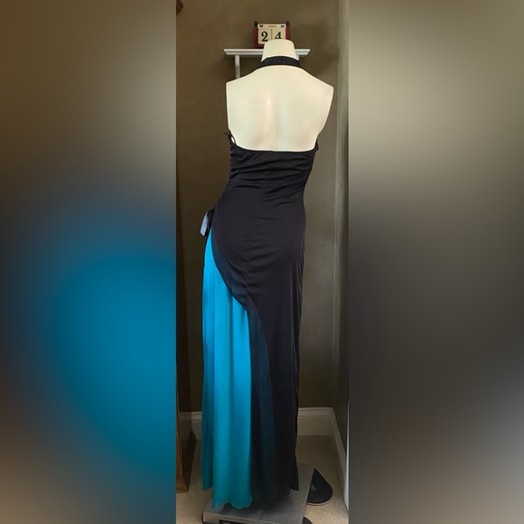 Xoxo collection black halter formal long dress with sparkles, size S made in USA - Picture 3 of 15